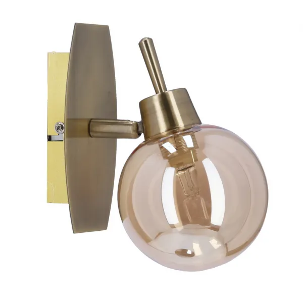 Nástenná lampa Llampa patina 1x40w g9 jantárové tienidlo