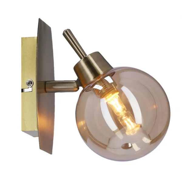 Nástenná lampa Llampa patina 1x40w g9 jantárové tienidlo