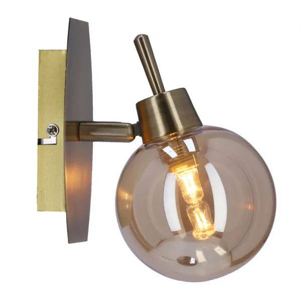 Nástenná lampa Llampa patina 1x40w g9 jantárové tienidlo