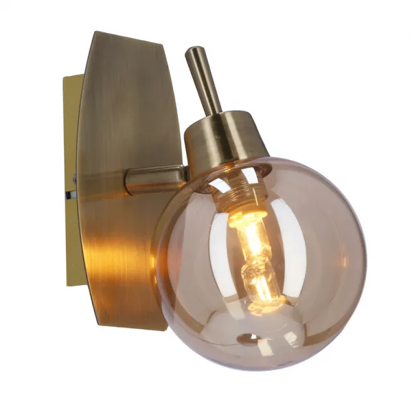 Nástenná lampa Llampa patina 1x40w g9 jantárové tienidlo