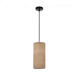 Závesná lampa Ballo čierna 1x60 e27 tienidlo z orechového dreva