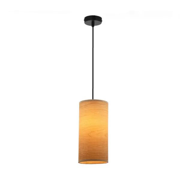 Závesná lampa Ballo čierna 1x60 e27 tienidlo z orechového dreva