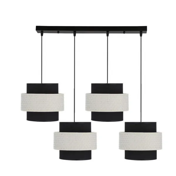 Závesná lampa Benta čierna 4x40W e27 tienidlo čierne+krémové