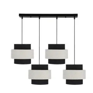 Závesná lampa Benta čierna 4x40W e27 tienidlo čierne+krémové