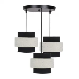 Závesná lampa Benta čierna doska 3x40W tienidlo e27 čierna+krémová
