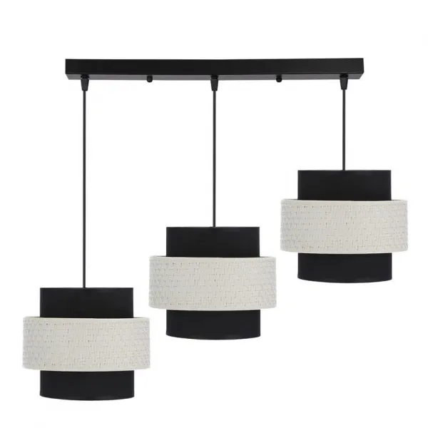 Závesná lampa Benta čierna 3x40W e27 tienidlo čierne+krémové