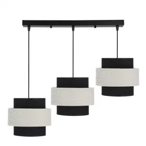 Závesná lampa Benta čierna 3x40W e27 tienidlo čierne+krémové