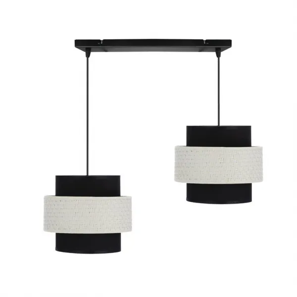 Závesná lampa Benta čierna 2x40W e27 tienidlo čierne+krémové