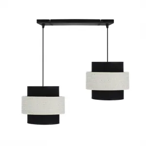 Závesná lampa Benta čierna 2x40W e27 tienidlo čierne+krémové