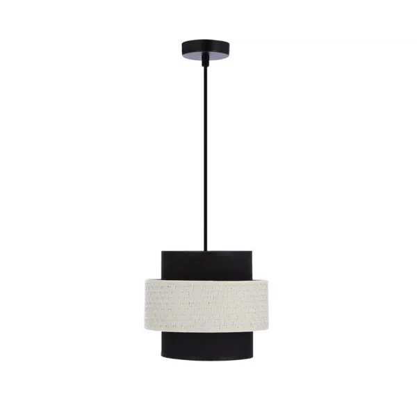 Závesná lampa Benta čierna 1x40W e27 tienidlo čierne+krémové