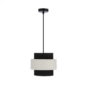 Závesná lampa Benta čierna 1x40W e27 tienidlo čierne+krémové