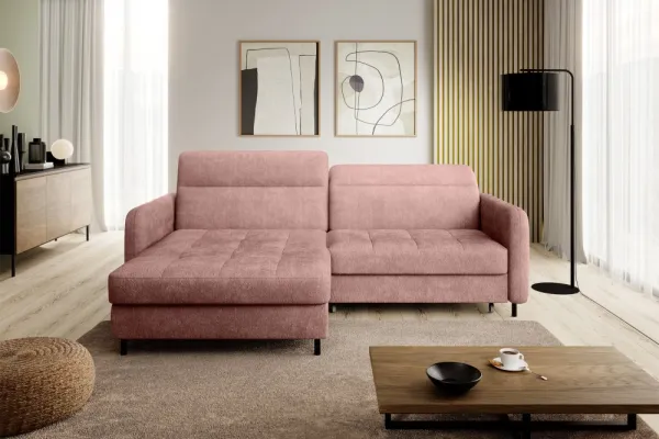 Eltap Rohová rozkládací sedací souprava GOMSI 228 cm Touch 24 růžová levá