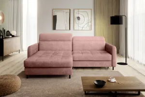 Eltap Rohová rozkládací sedací souprava GOMSI 228 cm Touch 24 růžová levá