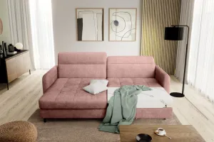 Eltap Rohová rozkládací sedací souprava GOMSI 228 cm Touch 24 růžová levá
