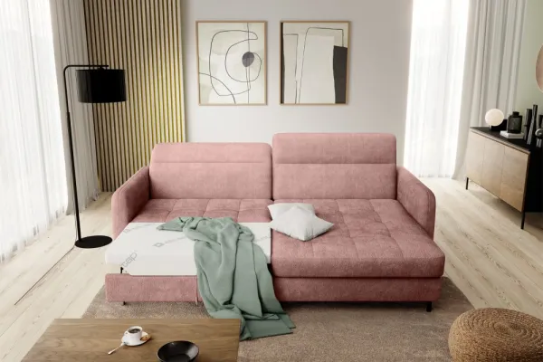 Eltap Rohová rozkládací sedací souprava GOMSI 228 cm Touch 24 růžová pravá