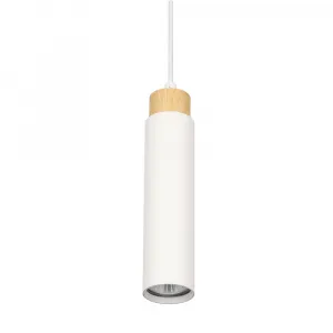 Závesná lampa Claro biela 1x15W GU10 tienidlo biele+drevené