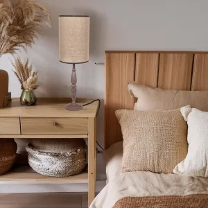 Stolová lampa CARDINALE, tmavosivá, výška 67 cm, tienidlo z tmavého ľanu, 1x40 E27