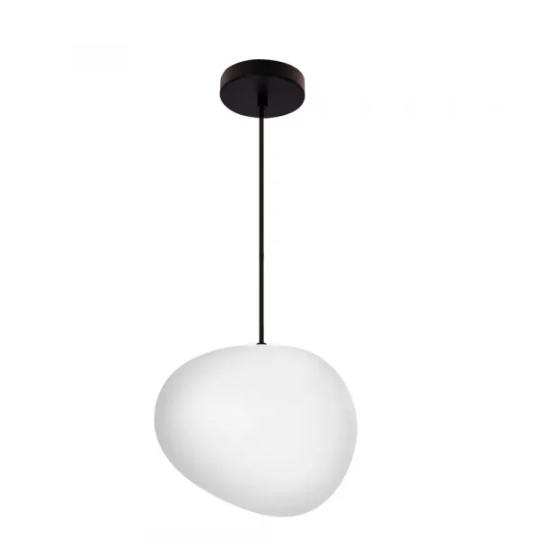 Závesná lampa STONES 25 cm v japonskom štýle - s tienidlom inšpirovaným bielym kameňom - minimalistické stropné osvetlenie do obývačky E27
