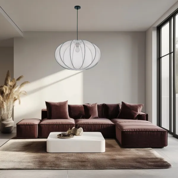 Závesná lampa MELLOW čierna 1x40W E27 tienidlo 60 biela guľa
