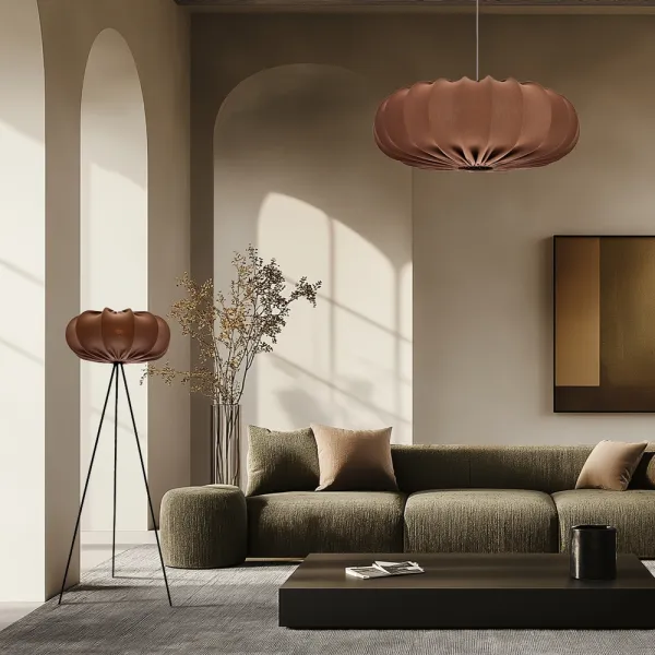 Škandinávska závesná lampa CAFEE' - s mokka hnedým tienidlom 66 cm - moderné stropné osvetlenie do obývačky a jedálne E27