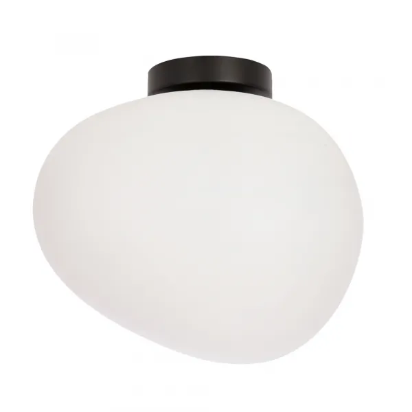 Stropná lampa STONES inšpirovaná kameňom - dizajnérska stropná lampa s 30 cm mliečnym tienidlom - osvetlenie obývačky a chodby E27