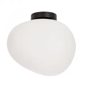 Stropná lampa STONES inšpirovaná kameňom - dizajnérska stropná lampa s 30 cm mliečnym tienidlom - osvetlenie obývačky a chodby E27