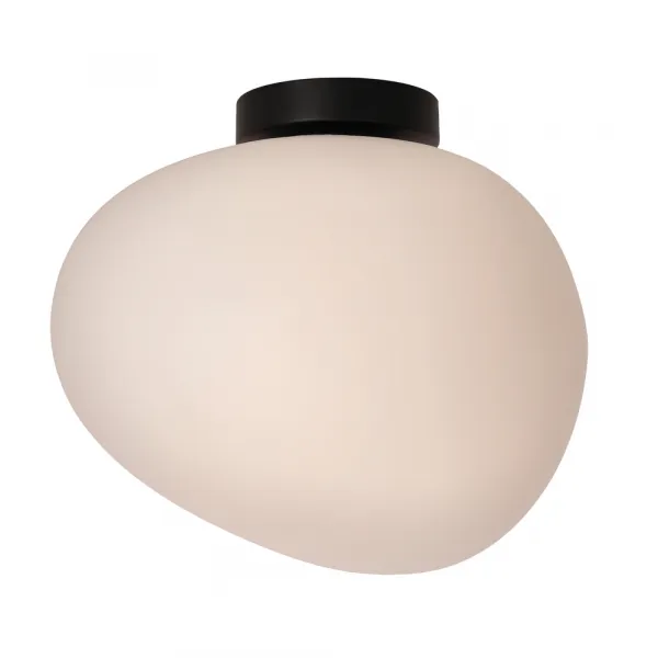 Stropná lampa STONES inšpirovaná kameňom - dizajnérska stropná lampa s 30 cm mliečnym tienidlom - osvetlenie obývačky a chodby E27