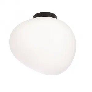 Stropná lampa STONES inšpirovaná kameňom - dizajnérska stropná lampa s 30 cm mliečnym tienidlom - osvetlenie obývačky a chodby E27
