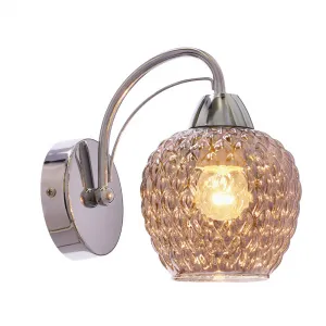 Nástenná lampa TOBIAS chróm 1x40W E27 dymové tienidlo