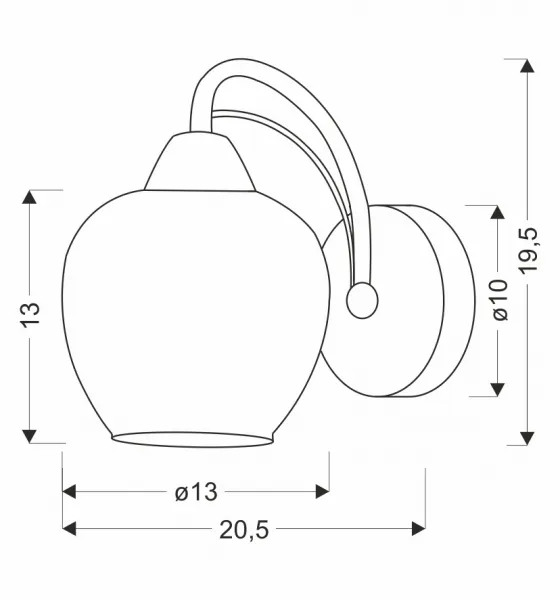 Nástenná lampa TOBIAS chróm 1x40W E27 dymové tienidlo