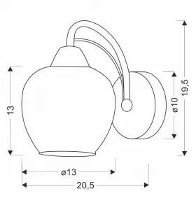 Nástenná lampa TOBIAS chróm 1x40W E27 dymové tienidlo