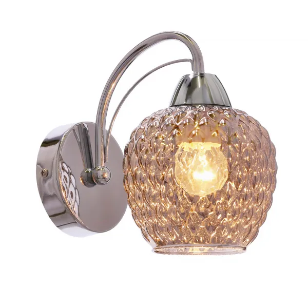 Nástenná lampa TOBIAS chróm 1x40W E27 dymové tienidlo