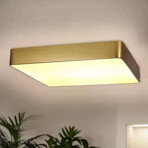 Stropné svietidlo Quattro, štvorcové, mosadzné, 35x35, 18W LED, biele tienidlo 4000K