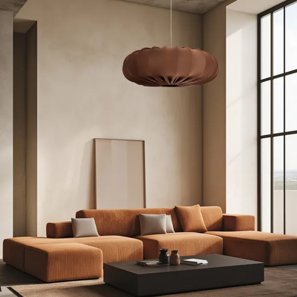 Škandinávska závesná lampa CAFEE' - s mokka hnedým tienidlom 66 cm - moderné stropné osvetlenie do obývačky a jedálne E27