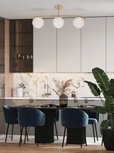 Stropná lampa AMADEO mosadz 3x40W E14 biele tienidlo