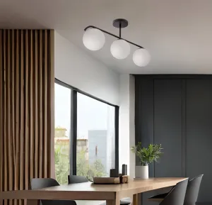 Stropná lampa AMADEO čierna 3x40W E14 biele tienidlo