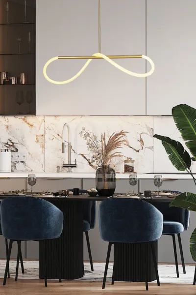 Závesná lampa SUPREME 80cm zlatá 18W LED 3000K biela