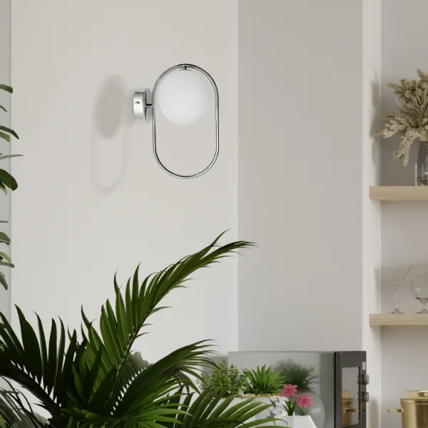 Nástenná lampa Cordel chróm 1x28W G9 biele tienidlo