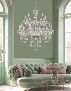 Závesná lampa Cristallo chróm 15x40W E14 priehľadná