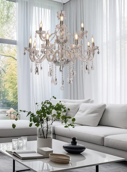 Závesná lampa Cristallo chróm 12x40W E14 priehľadná