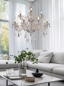 Závesná lampa Cristallo chróm 12x40W E14 priehľadná
