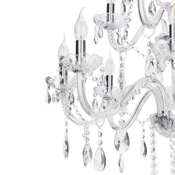Závesná lampa Cristallo chróm 12x40W E14 priehľadná