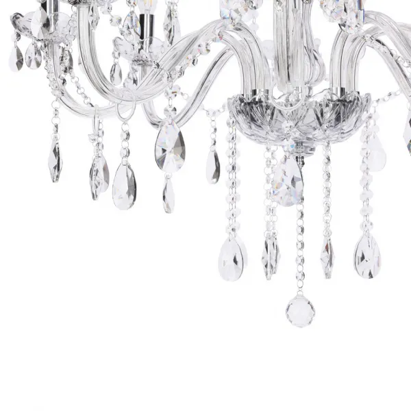 Závesná lampa Cristallo chróm 12x40W E14 priehľadná