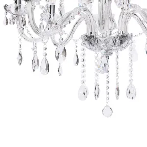Závesná lampa Cristallo chróm 12x40W E14 priehľadná