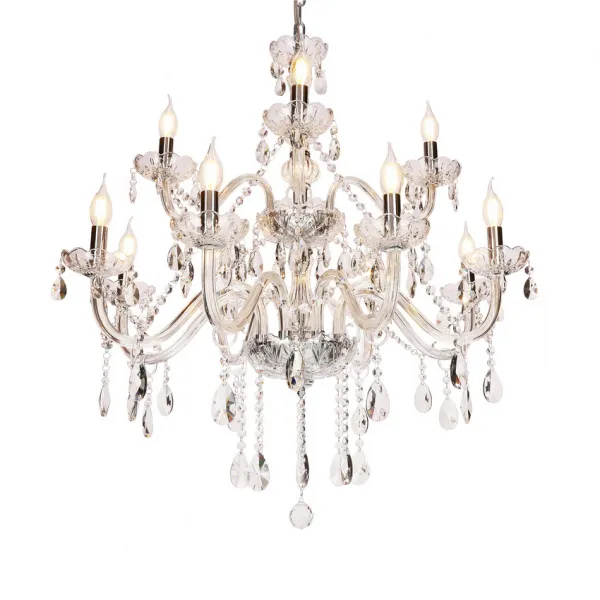 Závesná lampa Cristallo chróm 12x40W E14 priehľadná