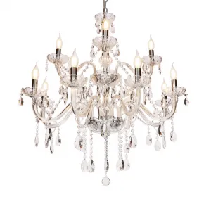 Závesná lampa Cristallo chróm 12x40W E14 priehľadná