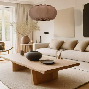 Škandinávska závesná lampa CAFEE' s hnedým tienidlom v moka štýle 52 cm - minimalistické stropné osvetlenie v japonskom štýle E27
