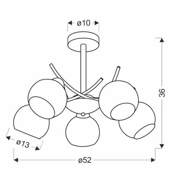 Závesná lampa AMOS Chróm 5x40W E27 biele tienidlo