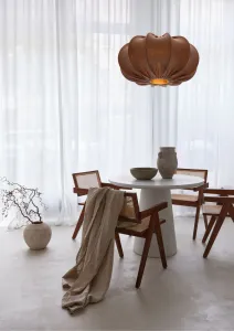 Škandinávska závesná lampa CAFEE' s hnedým tienidlom v moka štýle 52 cm - minimalistické stropné osvetlenie v japonskom štýle E27