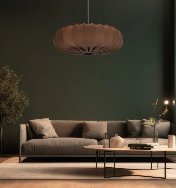 Škandinávska závesná lampa CAFEE' s hnedým tienidlom v moka štýle 52 cm - minimalistické stropné osvetlenie v japonskom štýle E27